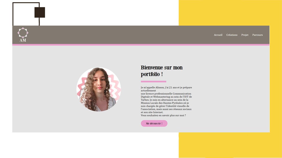 Com2WebTarbes's tweet image. Cette semaine, c&apos;est la fin de plusieurs mois de développement web pour les étudiants en Com2Web. Nous vous présentons le portfolio d&apos;Alisson ! 👀 Qu&apos;en pensez-vous ? 🎉 #Com2Web #Communicationdigitale #siteinternet