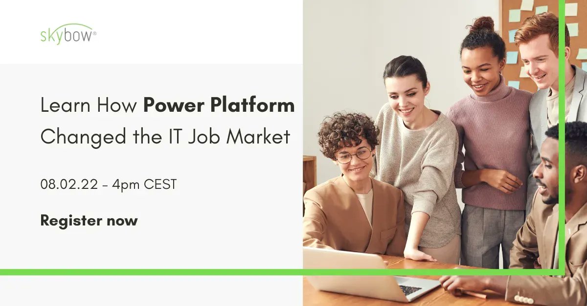 skybow's tweet photo. Will #powerplatform take traditional IT jobs away? Discuss it with our experts. Register now ➡️ https://t.co/uFkKZT7rRV

#m365 #teams #microsoft365 https://t.co/GiBHN4baNn