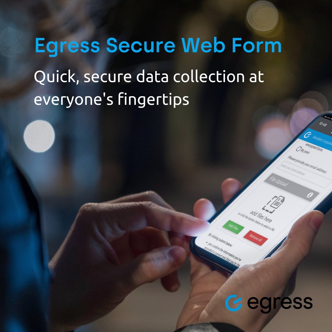 EgressSoftware's tweet photo. It's easy to collect sensitive digital data with Egress Secure Web Form. Whether accessed via desktop or mobile, we offer great user experience, enhanced efficiency and best-in-class encryption. Find out more https://t.co/aA8AKyoERl #digitaltransformation #humanlayersecurity https://t.co/dbvalGqmuL