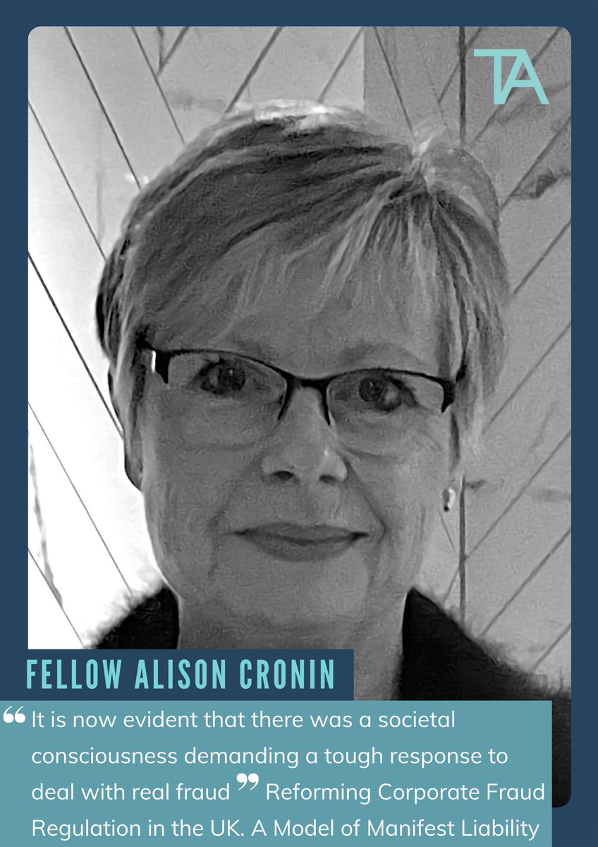 This #FellowFriday features Dr Alison Cronin of Bournemouth University. Alison has several publications in the area of corporate crime and history and law.
 
We are proud to have her as part of The Academy.
Learn more here: bit.ly/3Grjjug
 
#theacademybrass #TA