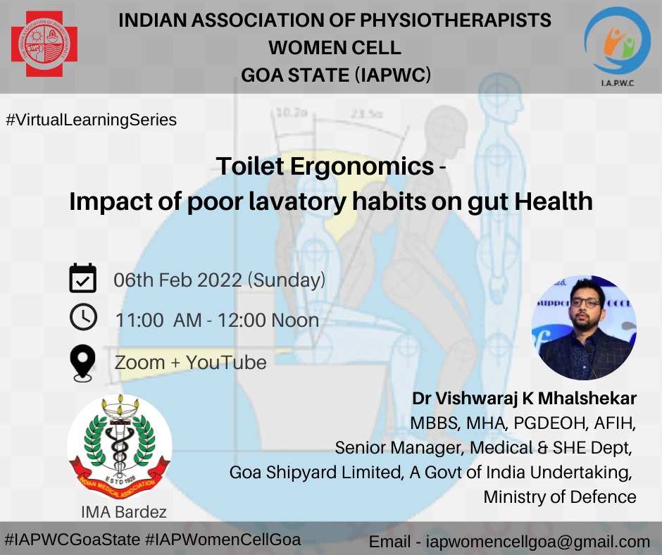 When: Feb 6, 2022 11:00 AM Topic: Toilet ergonomics-Impact of poor lavatory habits on gut health Register in advance for this webinar: us02web.zoom.us/webinar/regist… Live streaming on *IAP INDIA* YouTube channel. youtube.com/c/IAPINDIAOffi…