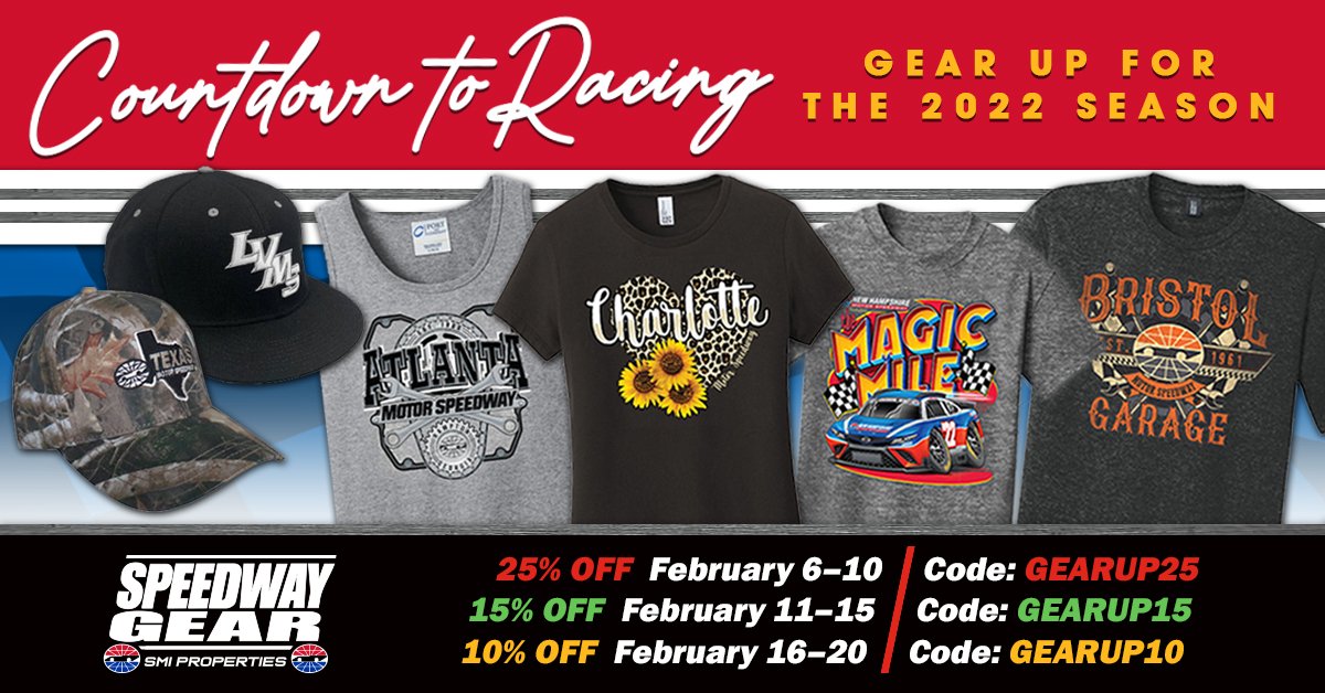 Your favorite Bristol gear is on sale for most of February.  Start your season off right lookin good and feeling great in your new BMS gear!

Shop Now: https://t.co/5izFQOcn4g

#ItsBristolBaby #NASCAR https://t.co/vGif3UEnja