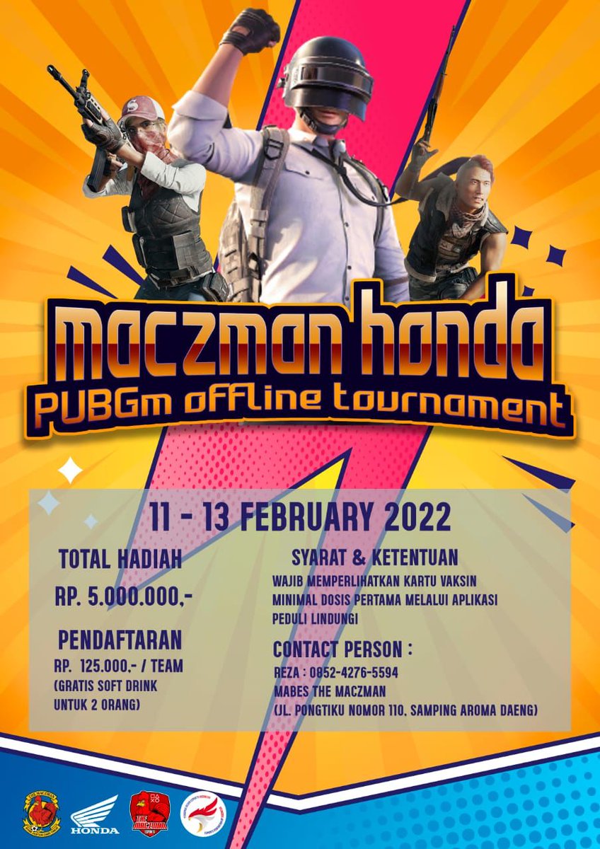 themaczmancom's tweet photo. SLOT TERBATAS !

Terbuka untuk umum dengan total hadiah mencapai Rp. 5.000.000,- (Sertifikat dan Plakat) 

Info Regist hub 0852-4276-5594 (Reza)

#pubgmobile #pubg #themaczman #themaczgirl #hondajagoanku https://t.co/SZ1yhfRQgi