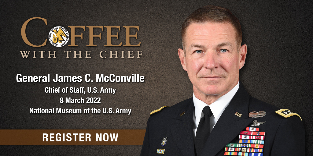 AUSAorg's tweet photo. .@ArmyChiefStaff McConville to Speak at Special AUSA Event

Register Now for In-Person Presentation at @USArmyMuseum 

https://t.co/1sFsFm96QA https://t.co/IkYMBq6EGM