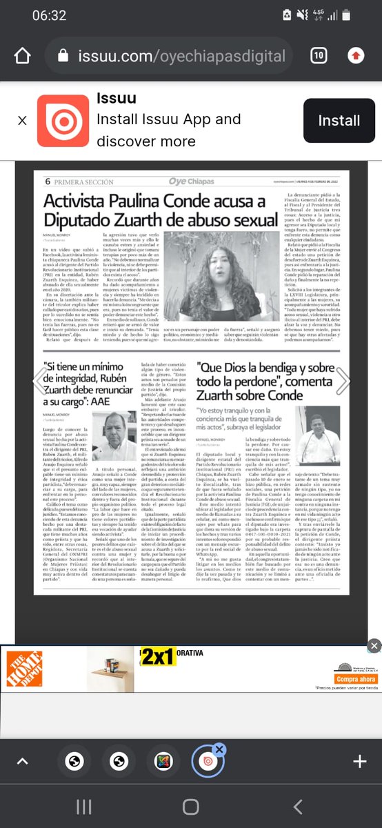 Argumentar q denuncia q existe en su contra es p la Renovación d la Dirigencia d <a href="/PRIChiapas/">PRIChiapas</a> describe a <a href="/rubenzuarth/">Rubén Zuarth</a> como mercenario d la Política y re victimiza a la compañera <a href="/PaulinaConde/">Paulina Conde</a> debe separarse d la Dirigencia p NO enlodar al PRI
issuu.com/oyechiapasdigi… <a href="/alitomorenoc/">Alejandro Moreno</a>
