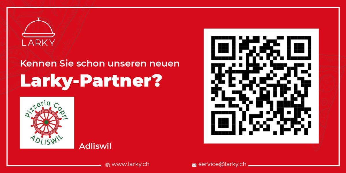LarkyGroup's tweet photo. Kennen Sie schon unseren neuen Larky-Partner?

Pizzeria Capri, Adliswil

Besuchen Sie uns unter https://t.co/rb7szTr4QJ

Werbung.
#pizzeria #capri #adliswil #pizza #cordonbleu #filetti #spaghetti #gnocchi #risotto #salat #schnitzel #burger #takeaway #abholung #delivery #larky https://t.co/zN6nBuMO0V