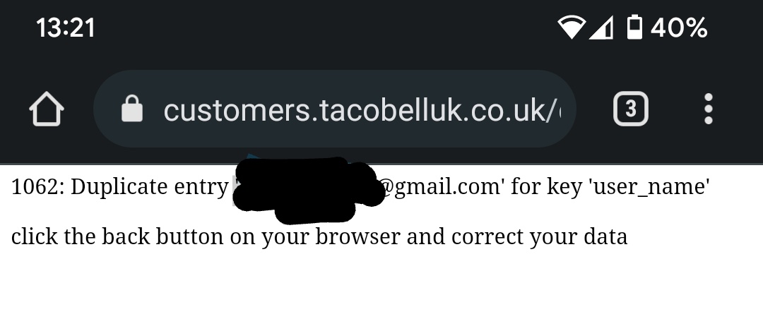 soitspete's tweet image. Hey @tacobelluk trying to send feedback on your site, but can&apos;t because I&apos;ve sent one in before.
Is it a 1 feedback limit per customer?

Tell your Devs they need to use a different key in their database than email address!
#cantgetcomplaintsiftheycantcontactus
#databasefail