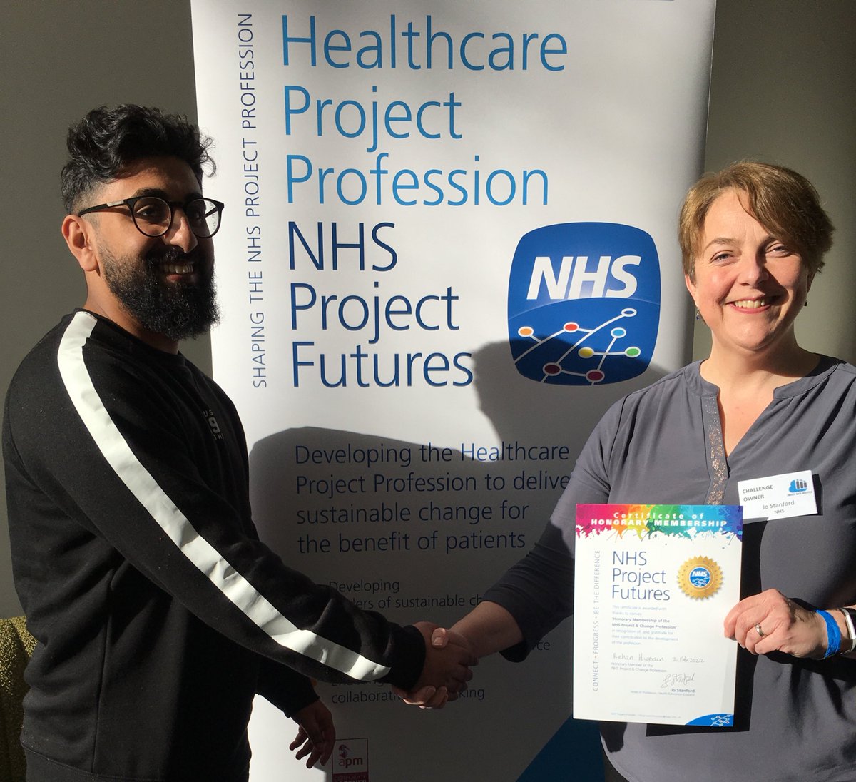 Really proud to issue the @healthcarepdc Honorary Membership certificate for <a href="/pdacommunity/">Project Data Analytics Community</a> #hack13 #nhs #hackchallenge1 ‘Social Hackwork’ team member Rehan Hussein. Thank you for taking on the #nhsprojectfutures challenge and sharing your knowledge and experience!