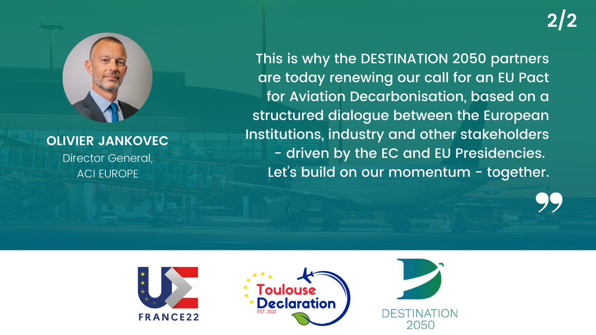 The #ToulouseDeclaration marks the first time that European Governments, the European Commission, industry, unions and other key stakeholders formally align on aviation decarbonisation. Next step - EU Pact for Aviation Decarbonisation! ✈️