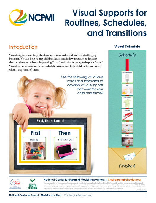 This resource provides families with instructions and resources to develop and use visual schedules, routine cards, and first/then boards.
For ideas on how to make and use a visual schedule, download this resource!
bit.ly/34kNRAR
#PyramidModel #ECFamResources