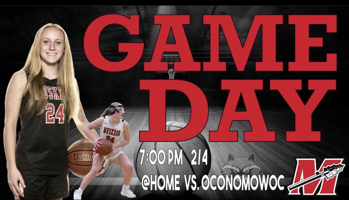 MuskegoGBB's tweet photo. See you tonight in the Sal! 😈 All three levels take on Oconomowoc High School! 4:00, 5:30, and 7:00pm! https://t.co/RrBzHHApif