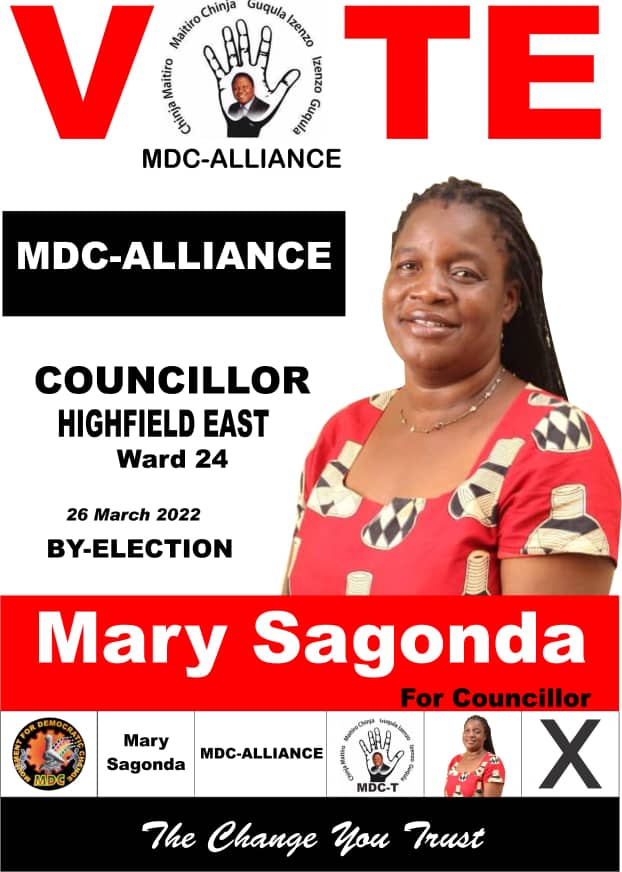 We present to you the candidate of ward 24 in Highfield East Constituency. She is a long serving member of MDC since it's formation. All she is asking for is your vote on the 26th of March. Together we can service our ward @DMwonzora @OurMDCT @MyMDC_T