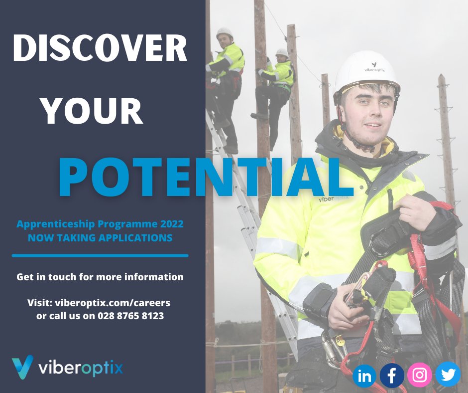 Now taking applications for our 2022 Apprenticeship programme 💥
Get in touch for information on how to kick start your career 

☎️: 028 8765 8123
📧: careers@viberoptix.com