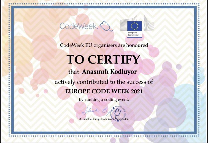 sahinerkut's tweet image. #eTwinning çalışmaları yanında katıldığımız #CodeWeekEu2021 Avrupa Kod Haftası etkinlikleri sonunda “Mükemmellik Sertifikalarımızı” aldık! 
Başarılarından dolayı değerli öğretmenlerim  Sevgi Osma ve Fatma Bayhan ile tüm öğrencilerimizi tebrik ediyorum. 
@altinordu_mem @Ordu_MEM