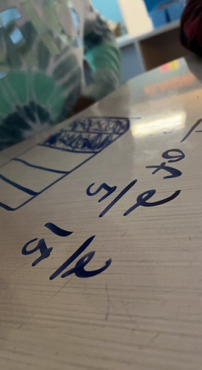Modeling multiplication of fractions this morning in math. #mathmindset #fractions #5thgrade @WRES_Wildcats