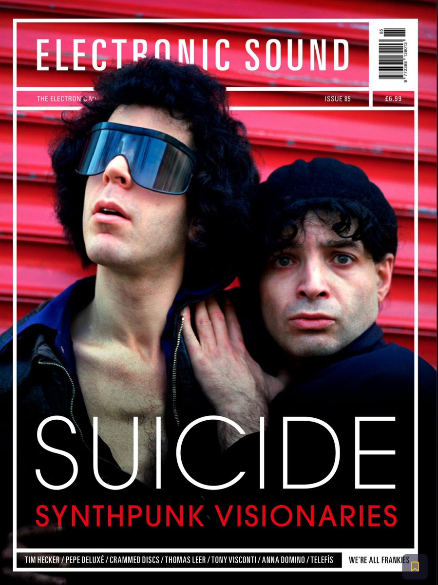 Don't forget to pick up your copy of this month's @ElectronicMagUK! Glorious @SUICIDENYC cover feature by @sendvictorious w/ track by track for their forthcoming comp, plus Thomas Leer chatting through his non-musical influences with @thelatedave - electronicsound.co.uk/shop/p/issue-85