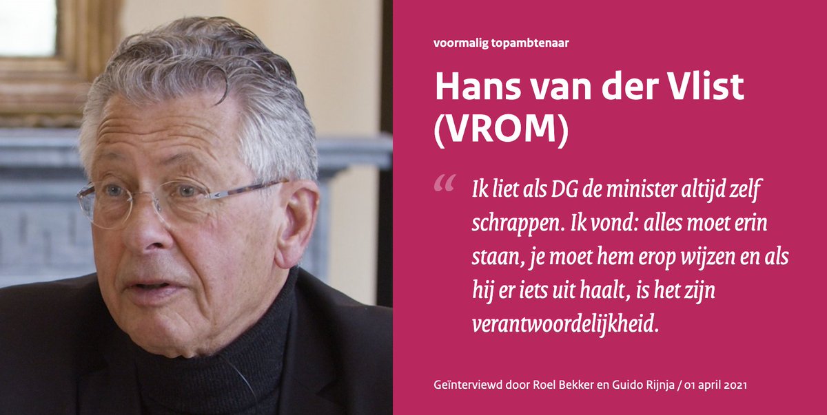 In het interview gaat Van der Vlist o.a. in op de praktische manier waarop hij problemen benaderde en op de samenwerking met zijn toenmalig minister Jan Pronk. Van der Vlist vertelt verder over het opheffen van het ministerie van VROM. kennisopenbaarbestuur.nl/het-geheugen-v… #DeTopKijktOm