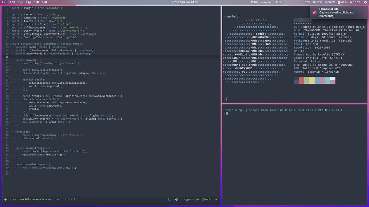 SchenckMartin's tweet photo. I am very happy that I found @fedora and especially the #i3 spin ❤️ #FedoraShareYourScreen https://t.co/VpQULY4uIc