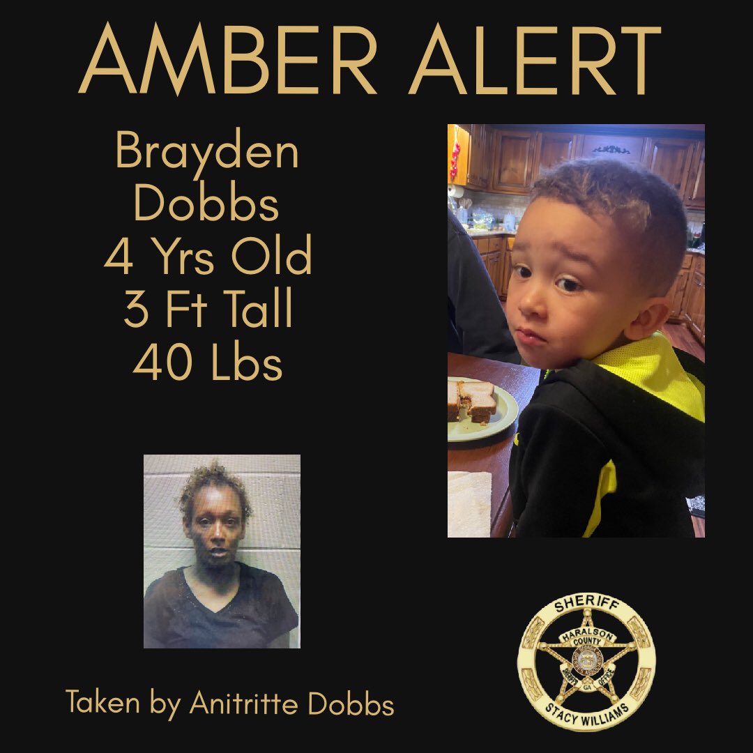 HaralsonSheriff's tweet image. Amber alert issued in Haralson County. 

facebook.com/13798179295639…