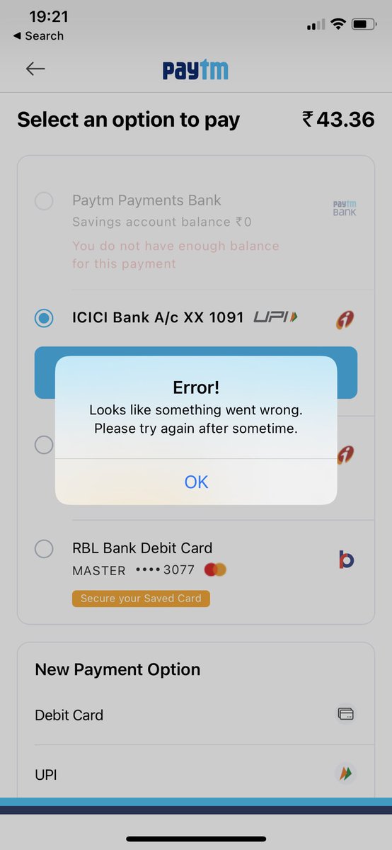 ompsingh's tweet photo. @Paytmcare Hi, I’m unable to make the payment for paytm postpaid through the app. It constantly shows the same error since the last 4 days. And other payment methods also aren’t working. Would appreciate your support in getting this sorted https://t.co/lQVfcfZlaC