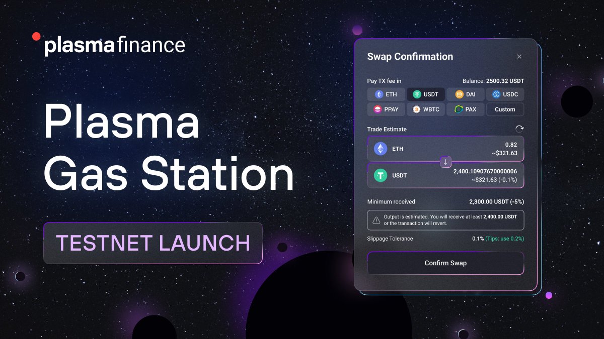 0xPlasma's tweet photo. Plasma Gas Station⛽️ Testnet is Live 🚀

We're almost 99% ready to showcase our new way of transaction on-chain without #ETH. 
We've launched our #PlasmaGasStation on the Kovan Testnet. 

Try #PGS + #HyperDEX on Kovan here: https://t.co/XMh0hkj112

$PPAY #PlasmaFinance @ethereum https://t.co/3Ecj1O6hXk