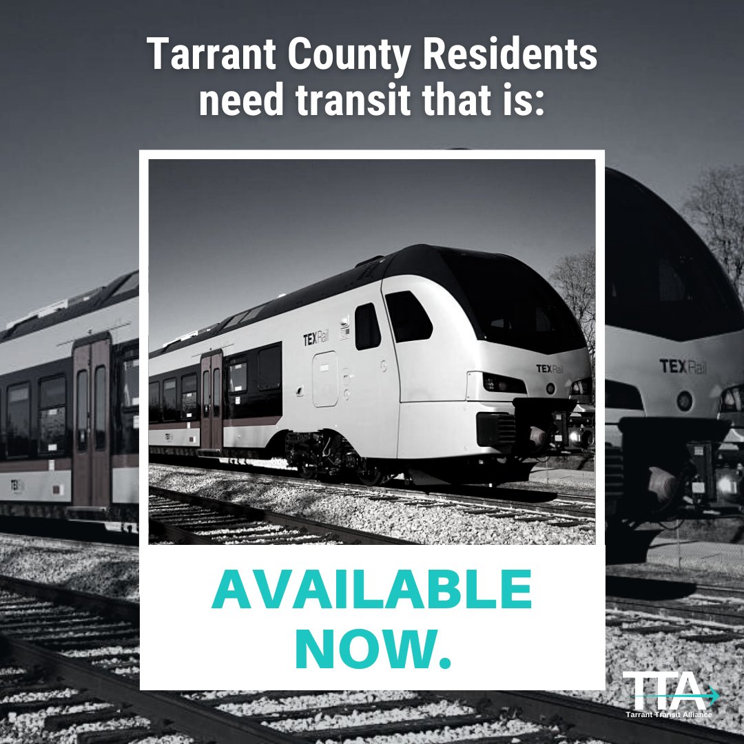 TarrantTransit's tweet photo. Our final Transit Equity Principle is that Tarrant County Residents need transit that is AVAILABLE NOW!
#TransitEquityDay #TransitEquity #PublicTransit #TarrantCounty #TrinityMetro #MultiModalTransit #TransitEquityPrinciples #PublicTransportation https://t.co/Fjr6d9RQ8c