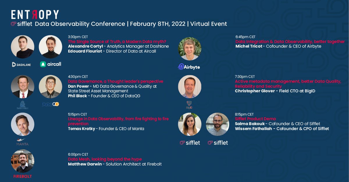 SalmaBakouk's tweet image. ENTROPY is in 4 days 🤩

Very excited to share our fabulous lineup of speakers and topics, and looking forward to the live demo at the end!

Register here so you won&apos;t miss it: lnkd.in/ePZAAUFx
#dataobservability #dataengineering #entropy2022