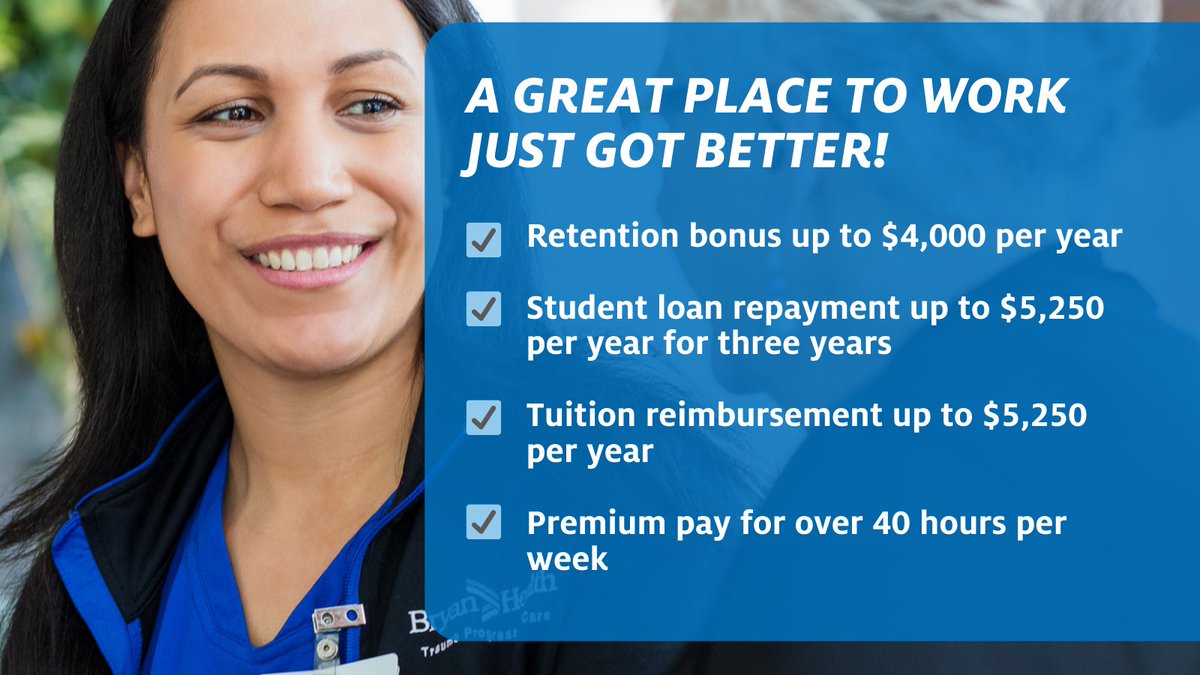 Bryan_Health's tweet photo. Have you heard the exciting news? 
A great place to work just got better! 🙌

Check out 4 brand new reasons to join our Bryan community.

Apply today: https://t.co/fEHKG0xOiv 

#LNK #jobs #career https://t.co/AGE7ILJ7fL