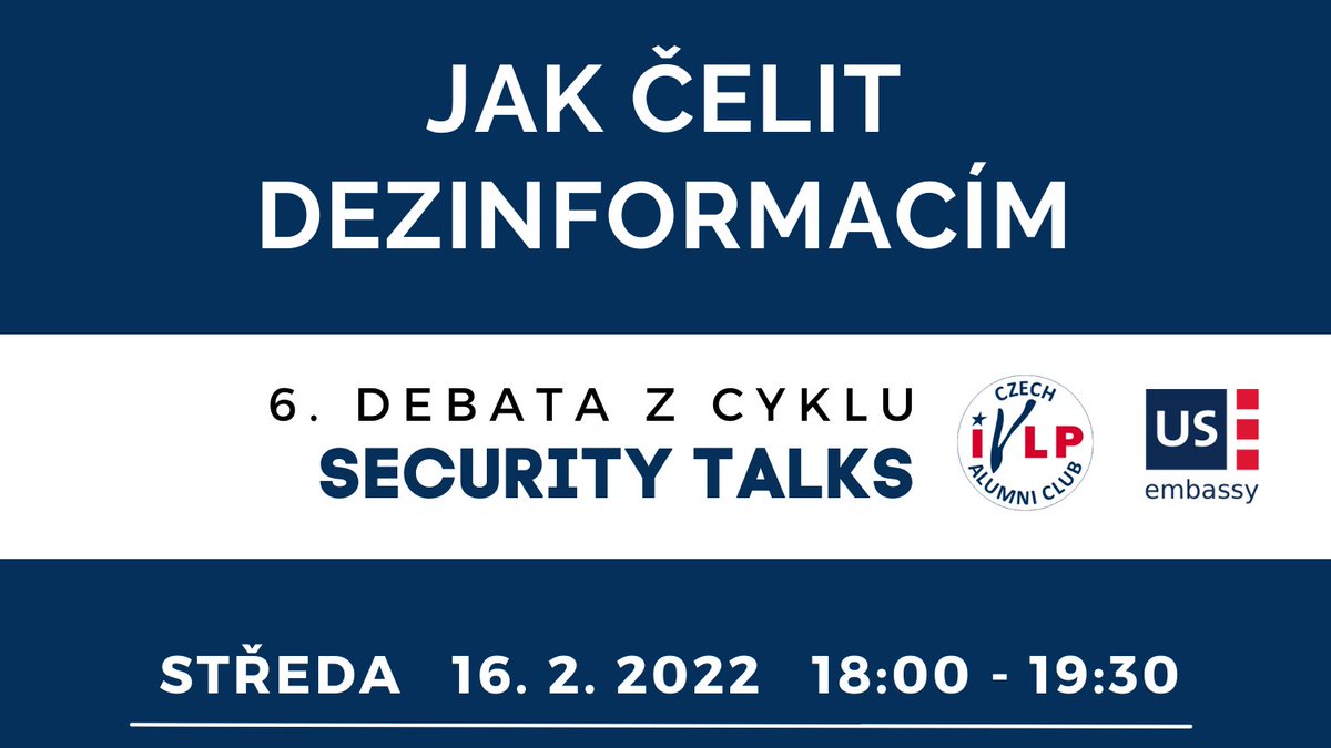 us_czech's tweet photo. ☝ Již brzy startuje první debata z cyklu #securitytalks v regionech! Tentokrát vyjedeme do Ústí nad Labem. Online budeme i na FB Czech-US Alumni, kde najdete všechny informace. 🤔 Jak čelit dezinformacím? To vám řekneme 16. února! #czechivlp #dezinformace https://t.co/rpGLlLKgUn