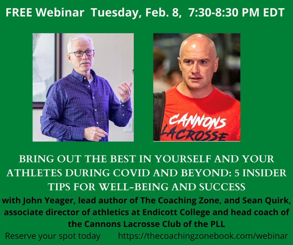 MassYouthLax's tweet photo. Coaches: A FREE webinar with @PLLCannons Head Coach @CoachQuirk and @CoachingZone4U Dr John Yeager on Wed, Feb 8 from 730-830pm. Register here- https://t.co/NT4fhUK0x5 https://t.co/QQacscTnfH