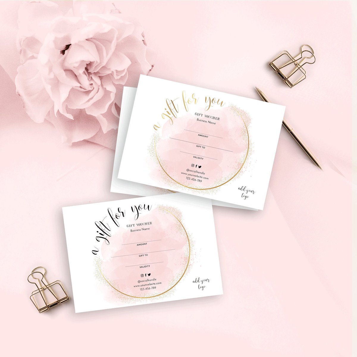 diymydesign's tweet photo. Thanks for the kind words! ★★★★★ "I am so excited to use these!" longashlee1 

> ttps://etsy.me/3GohEpj

#pink #gold #giftcertificate #agiftforyou #diygiftcard #beautysalongift #salongiftvoucher #editablegiftcard #giftcertificates https://t.co/OkCP3jV1Vw