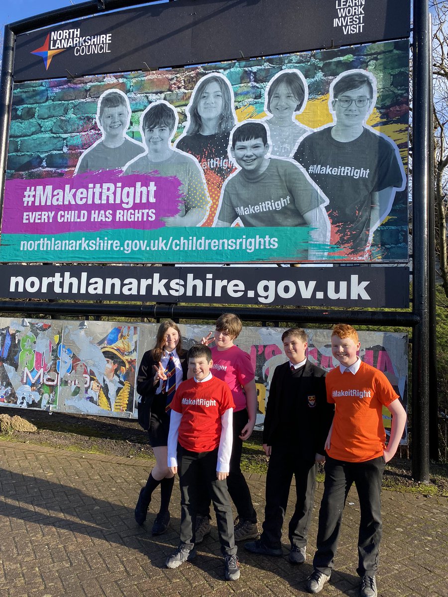 NLCYouthwork's tweet photo. Our #MakeItRight stars get to see their billboard for the first time! @ClydeValleyHS @CN_HS @stambrosehigh @WillowbankSch https://t.co/w5Yj9mlrLV