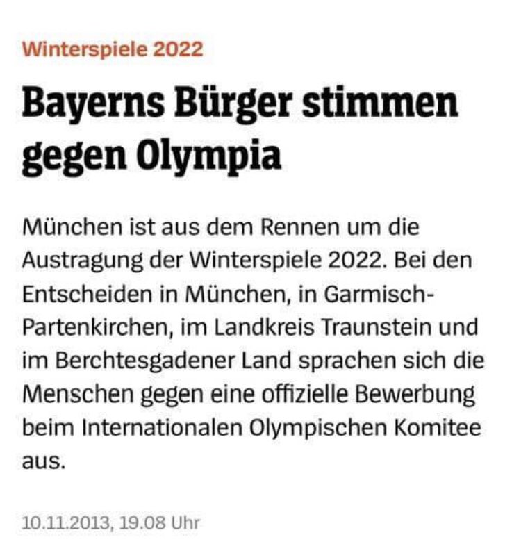 Weil wir uns ja alle (zurecht) über die #Olympics in #Beijing2022 aufregen hier ein kleiner Reminder. Wir hätten #Olympia2022 auch bei uns haben können. Aber… 👇🏼