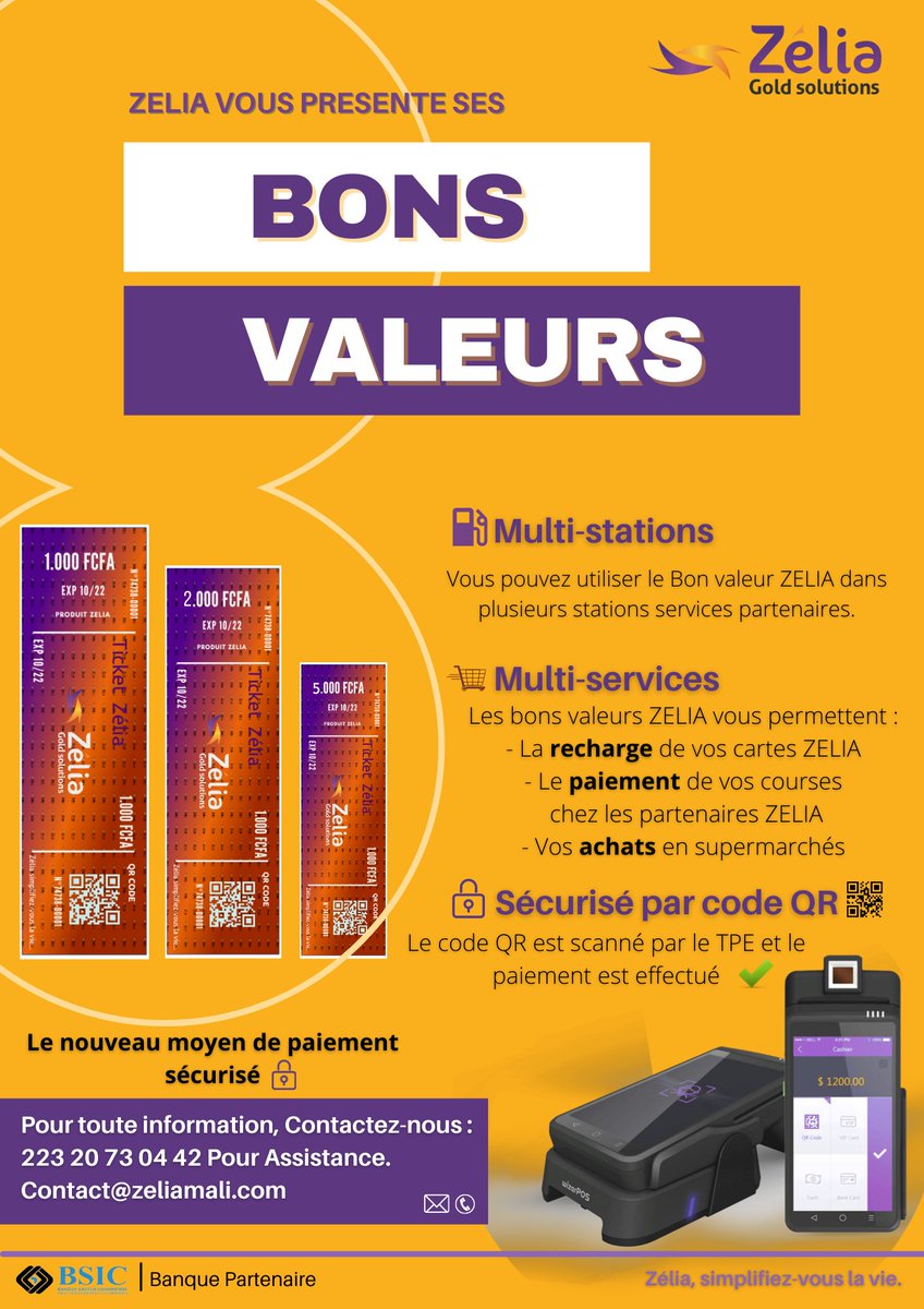 Du NOUVEAU chez Zélia !
Des ‘’Bons Valeurs’’ Zélia pour toutes vos courses : carburant, vidange, shopping... Nos tickets jetables sont désormais sur le marché à tout prix.
Simple et facile à utiliser, vous allez adorer !!!
Service disponible chez tous nos partenaires 
#business