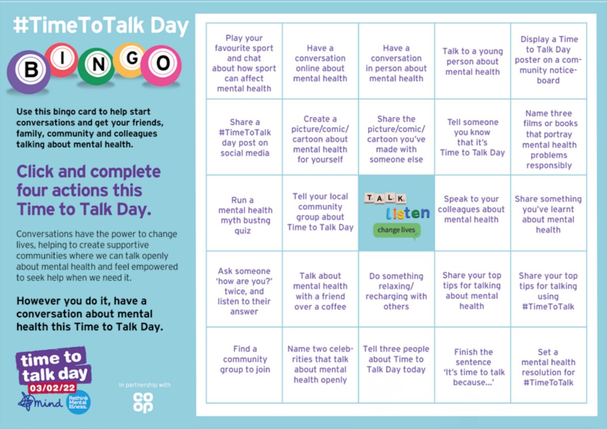 Yesterday was #TimeToTalk Day.

1 in 4 people will experience a mental health problem of some kind each year in the U.K.

How Will You Start A Conversation On Mental Health? How Will You End The Stigma?

#SolutionFocused #ChangeBirmingham #counselling