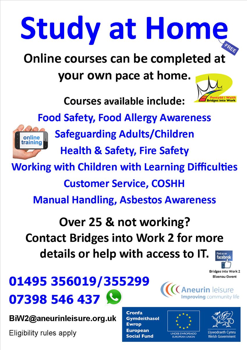 We have a large range of online courses available, study at home in your own time. Contact us for more details and to check you eligibility!