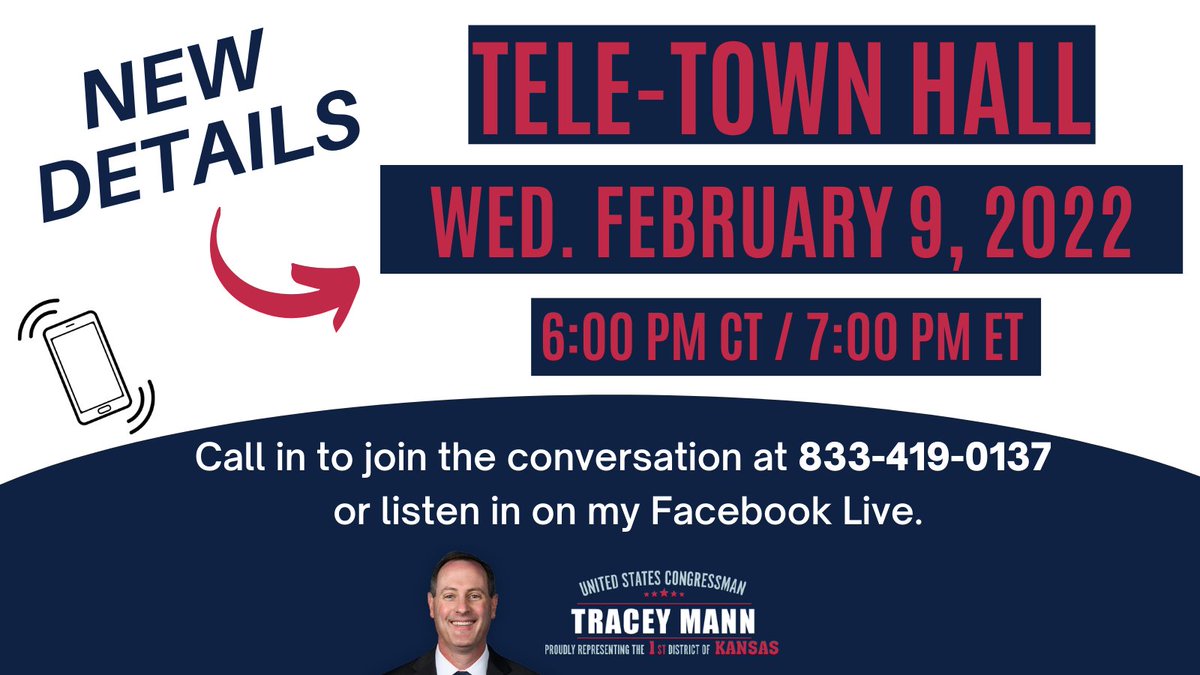 ICYMI: Due to the late-night votes that were scheduled last minute by Speaker Pelosi, the tele-town hall that was scheduled for last night has been moved to next Wednesday, Feb. 9, at 6:00PM CT. Looking forward to talking with you then!