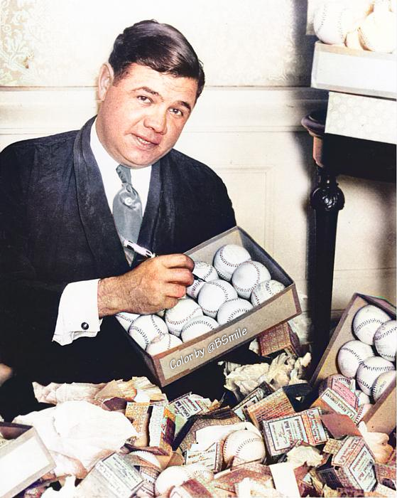 BSmile's tweet photo. Fun Fact: Baseball legend Babe Ruth batted and threw left-handed, but he signed autographs right-handed! #MLB #Baseball #History https://t.co/SF0H88ZcVU