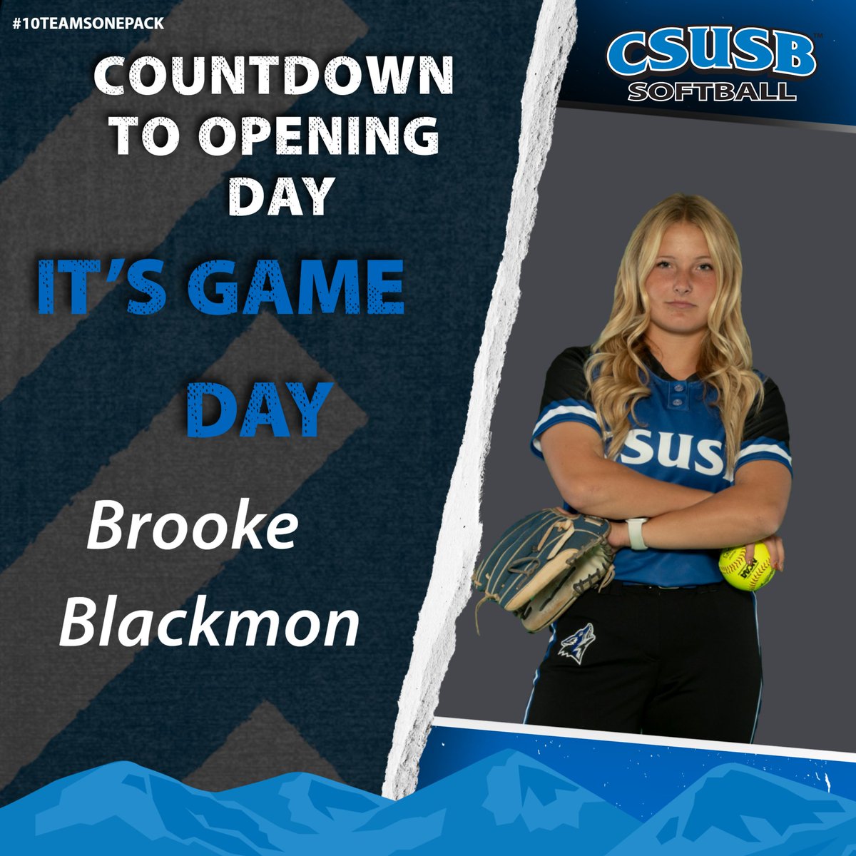 CSUSB_Softball's tweet photo. Good Morning Twitter! Guess what today is!
It's GAME DAY BABY. Let's all put our game faces on like our #ChampionPeople Freshman pitcher Brooke Blackmon! #10TeamsONEpack #gameday #ncaa #ccaa #softballisback https://t.co/nSnnr0HEee