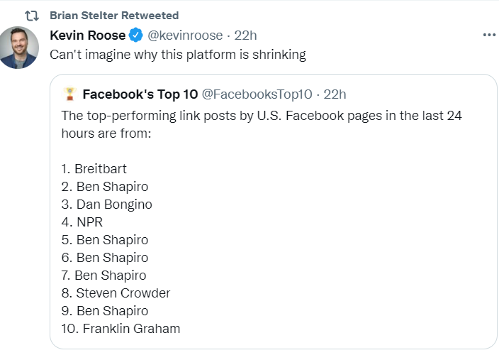 Ben Shapiro on Twitter "Yes, probably if Facebook shut down everything