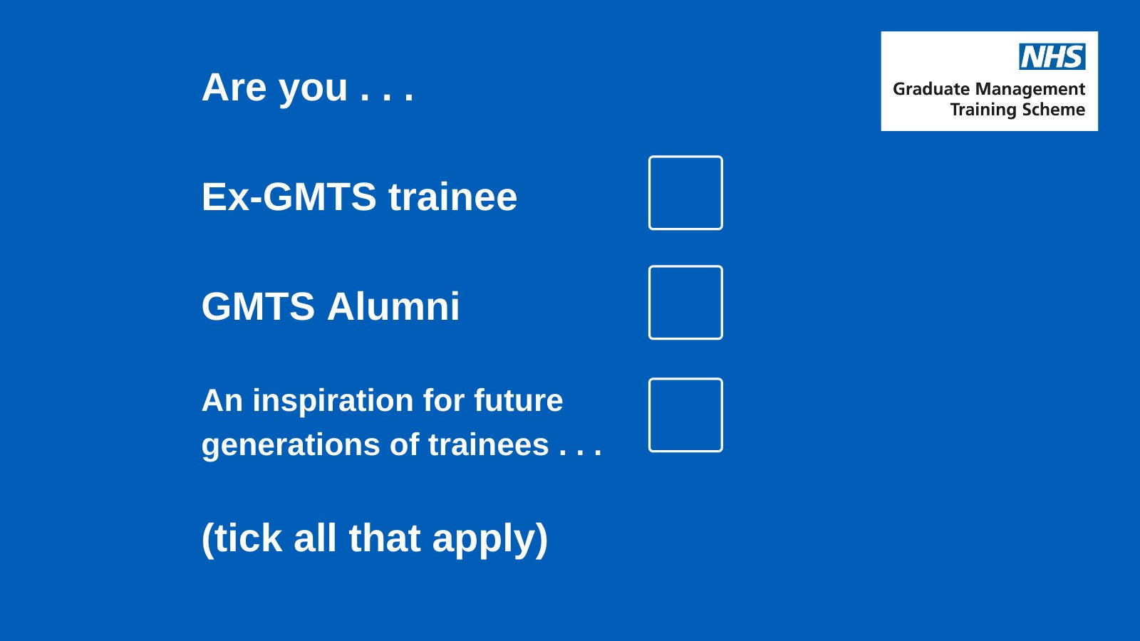 NHS Graduate Management Training Scheme (GMTS) on Twitter "Calling all