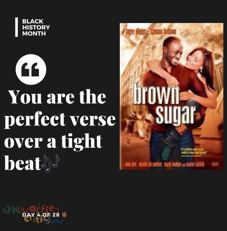 CriticsPc's tweet photo. Day 4 of 28 โ๐ฝโ๐พโ๐ฟ#BrownSugar
#BlackCinema #BlackHistoryMonth
#BlackMagic #UnqualifiedCritics #28Blackfilms #BlackGirlsRock #KansasCity #Podcast https://t.co/NGWpTXqMrd