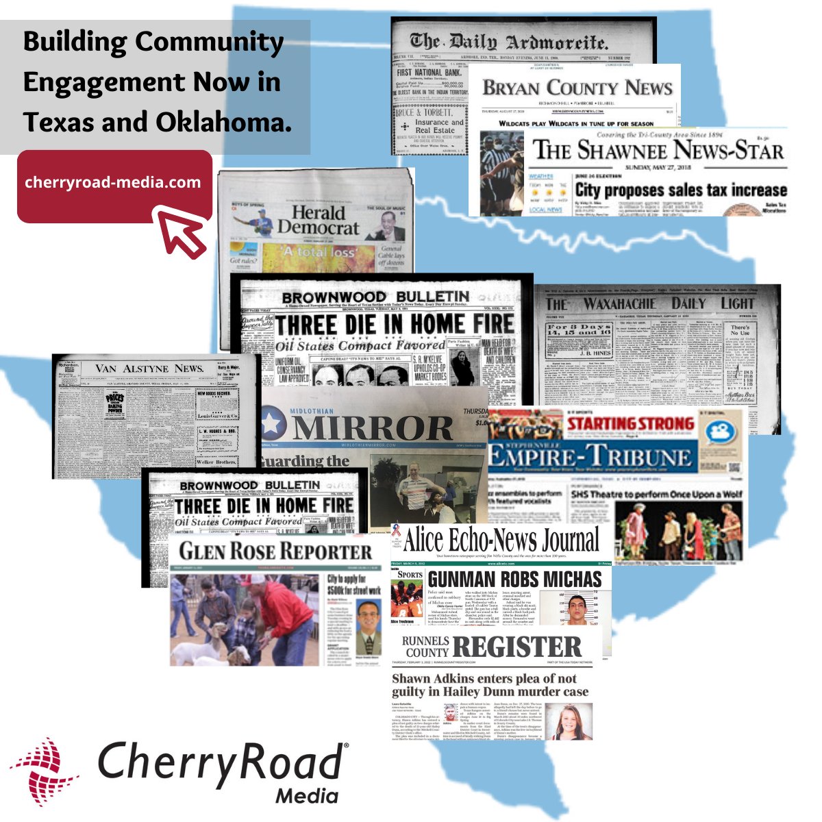 Freshly brewed #news along with the morning coffee now for Texans and Oklahomans! 

After 7 states in the US, CherryRoad #Media has set its footprints in #Texas and #Oklahoma counties by acquiring #newspapers from Gannett.