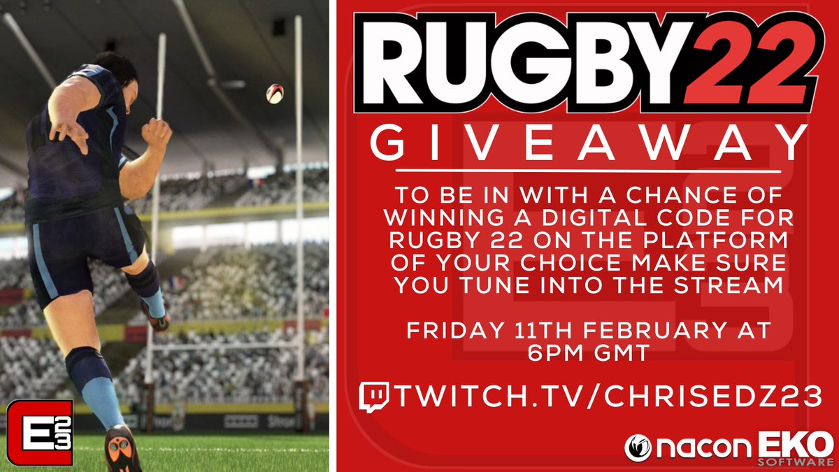 ChrisEdz23's tweet image. 🏉RUGBY 22 #GIVEAWAY🏉

I have a code up for grabs for #RUGBY22 on a platform of the winners choice, courtesy of @rugbythegame!

To be in with a chance of #winning, simply tune in to my stream next Friday the 11th February from 6PM GMT

link in bio

#Steam #PC #Xbox #Playstation