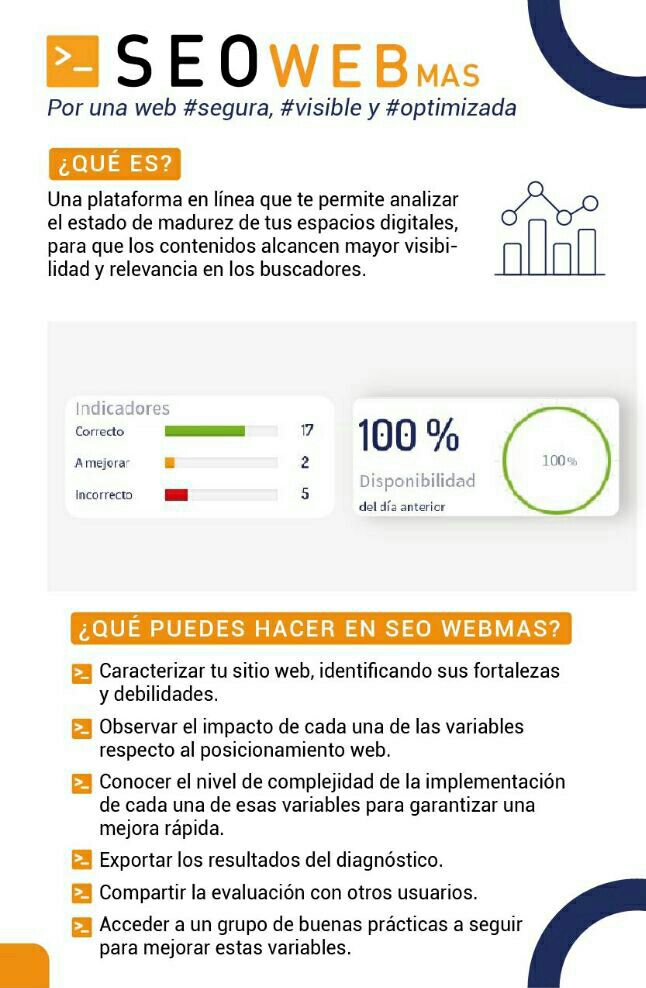 👉 ¿Conoces las bondades de utilizar la plataforma SEO WebMas en el seguimiento al estado de tu sitio web?
📌Si buscas una web #visible, #segura y #optimizada podemos ser tus aliados. 
seowebmas.redcuba.cu una plataforma para avanzar acompañado <a href="/universidad_uci/">Universidad de las Ciencias Informáticas</a> <a href="/PCTHabana_3CE/">Parque Científico Tecnológico La Habana</a>