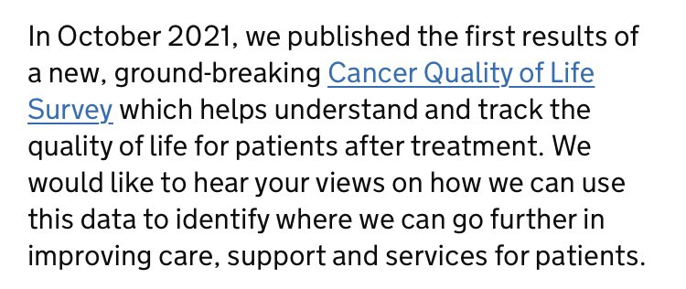 LesleyLesleys's tweet photo. Very excited to see the new 10yr cancer plan Call for Evidence says “Delivering a good quality of life for people who have come through cancer treatment must be a central ambition of any strategy” https://t.co/G2Pf8g9pjg #LivingWithAndBeyondCancer #CancerQualityOfLife https://t.co/qNwRAPVIT0