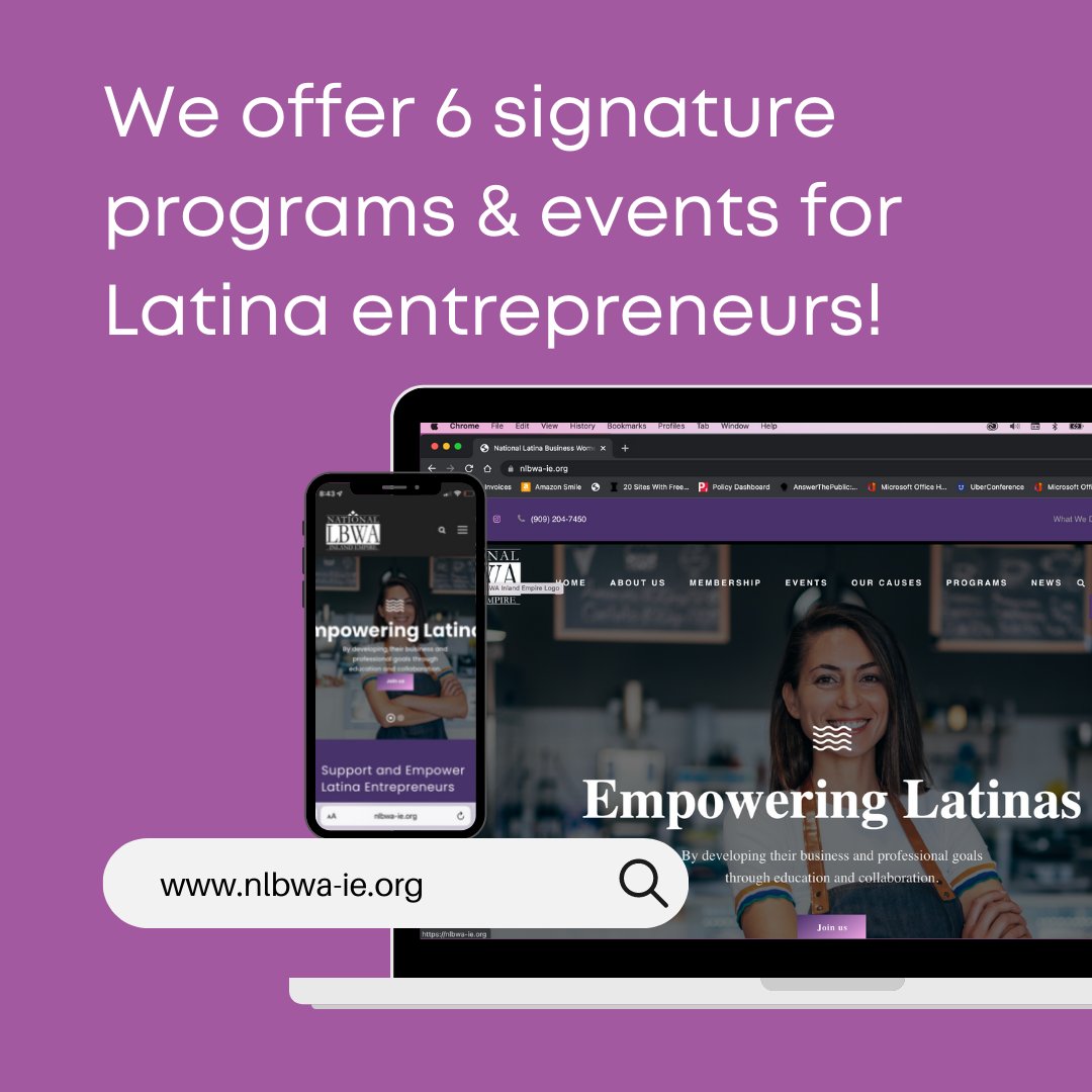 NLBWAIE_'s tweet photo. Did you know NLBWA Inland Empire offers 6 different signature programs &amp; events that can help start or grow your business? Learn about each one today and become a member: https://t.co/zYBricYf4n

#nlbwaie #latinasinbusiness https://t.co/MibzBrLcZV