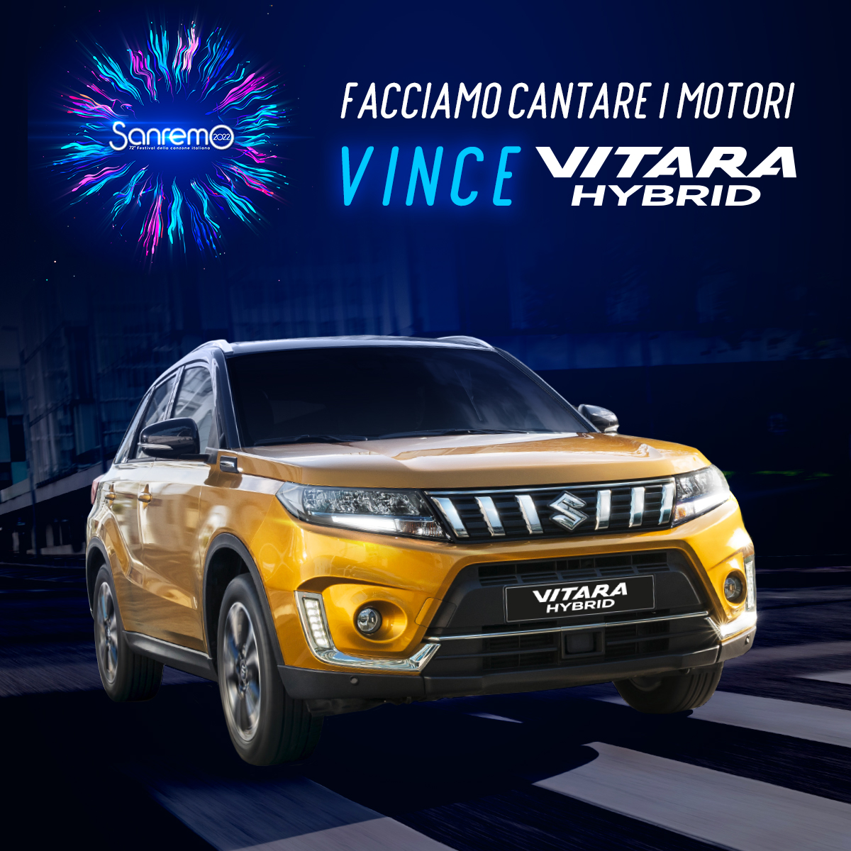 SuzukiIT's tweet photo. 🎼La vincitrice di "Facciamo cantare i motori 2022" è...
... 𝐒𝐮𝐳𝐮𝐤𝐢 𝐕𝐈𝐓𝐀𝐑𝐀 𝐇𝐲𝐛𝐫𝐢𝐝! 🏆

Ti aspettiamo in Concessionaria per scoprire la Gamma Suzuki Hybrid, anche oggi e domani! 🤩👇
https://t.co/tOYoOkBoUE
 
#Suzuki #Sanremo21 #SuzukiHybrid #suzukismusic https://t.co/wFtl15pHzX