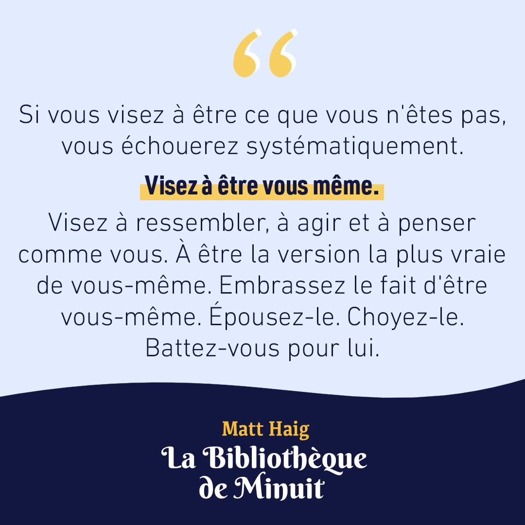 Editions Mazarine on X: ✨ Le conseil du jour est issu de La Bibliothèque  de Minuit de Matt Haig ✨ 📖👉 #VendrediLecture  @matthaig1  / X