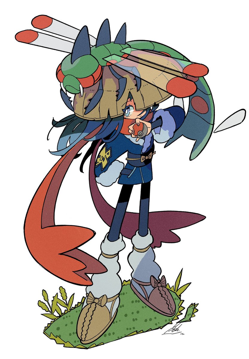 akari (pokemon) 1girl loose socks poke ball pokemon (creature) holding poke ball scarf black hair  illustration images